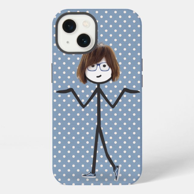 Coque iPhone Fille Bâton Avec Baskets sur Points (Verso)
