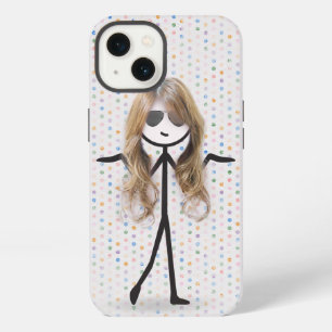 Etui iPhone 13 Fille bâton avec des cheveux sur des points