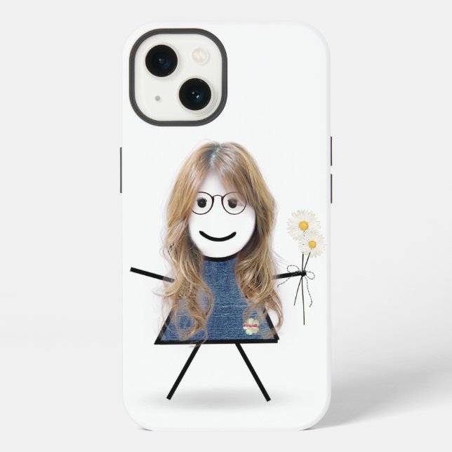Coque iPhone Fille Bâton avec des Marguerites    (Verso)
