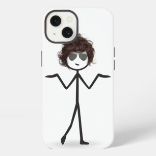 Etui iPhone 13 Fille Bâton Avec Lunettes de Soleil et Cheveux