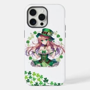 Coque iPhone 15 Pro Max Fille d'anime de la Saint Patrick's Day