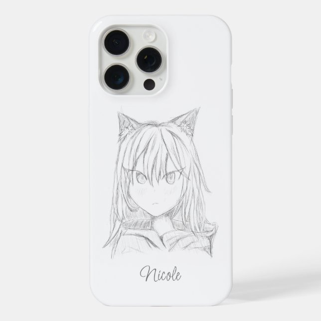 Coque iPhone Fille de chat (Verso)