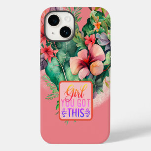 Coque Pour iPhone 14 Fille de la Floraison Botanique Citation Tu Y Arri