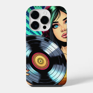 Coque Pour iPhone 14 Plus Fille de style pop art comic avec album vinyle