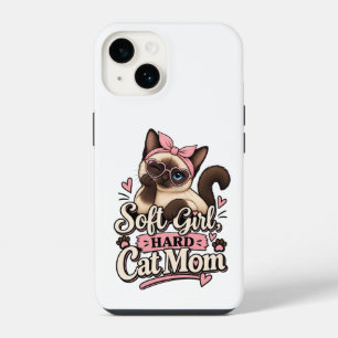 Coque Pour iPhone 14 Fille douce Mère de chat dure Autocollant Mère d