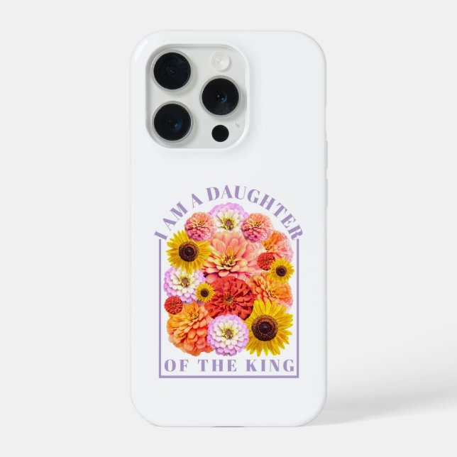 Coque iPhone Fille du Roi Affirmation Florale de Foi (Verso)