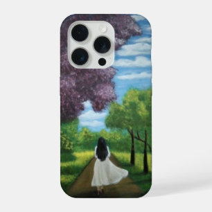 Coque iPhone 15 Pro Fille en robe blanche