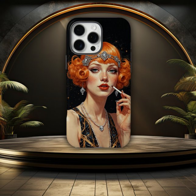 Coque iPhone Fille Flapper Art Déco Élégante (Créateur téléchargé)