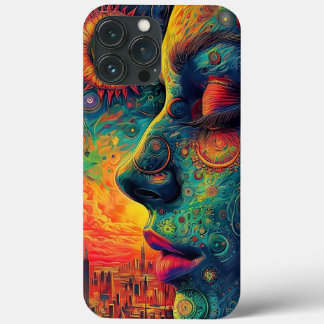 coque iphone fille multicolore peinture