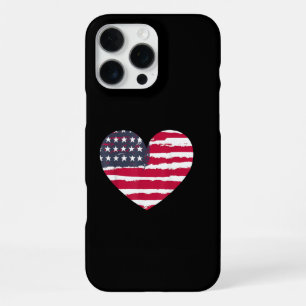 Coque iPhone 16 Pro Max Fille patriotique Drapeau américain Cœur 4 juillet