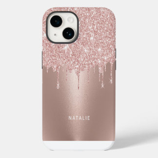 Coque Pour iPhone 14 Fille Rose Gold Parties scintillant Drivers Nom pe
