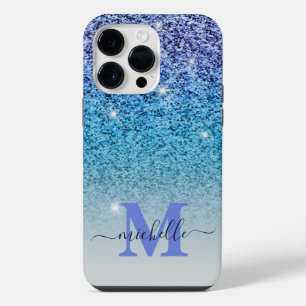 Coque Pour Pour iPhone 14 Pro Max Fille violet et Parties scintillant bleue Ombre Mo