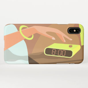 Coque iPhone XS Max Filles main poussant sur le bouton snooze du révei