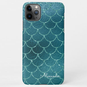 Coque iPhone 11Pro Max Filles Turquoise Turquoise Sirène Épales Monogramm