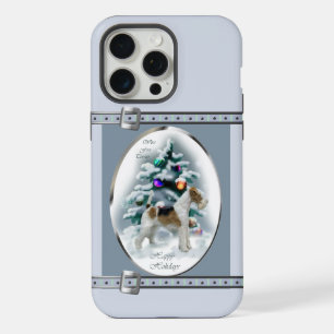 Coque iPhone 15 Pro Max Fils Fox Terrier Cute Bleu Noël Vacances