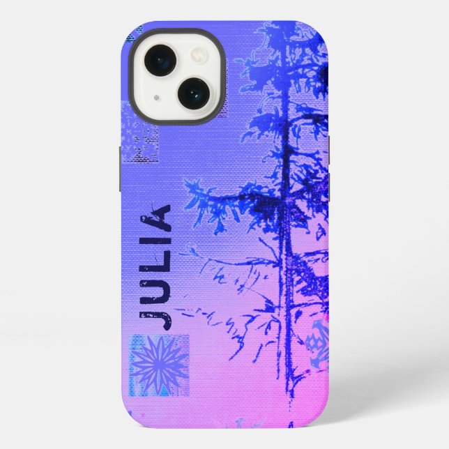 Coque iPhone Fir Tree & Snowflakes & Your Name (Verso)