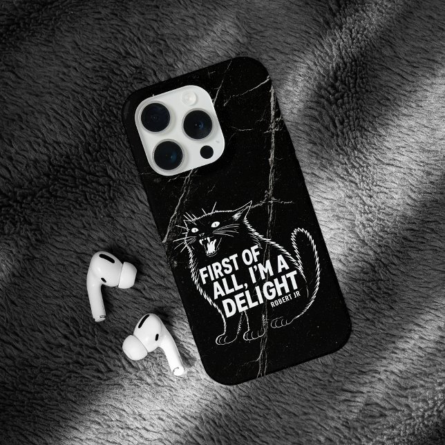 Coque iPhone First Of All I'm A Delight Roaring Black Cat (Créateur téléchargé)