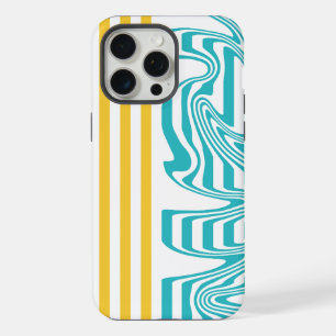 Coque iPhone 15 Pro Max Fissures et torsades en Turquoise et Jaune