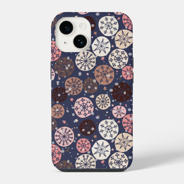 Coque iPhone Flacons de neige bleu rose (Verso)