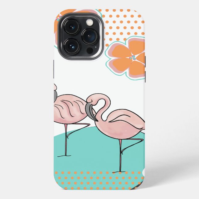 Coque iPhone Flamant rose côté piscine (Verso)
