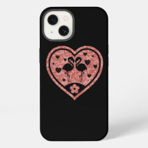 Flamant rose de coeur texturé Amour Coque-coque ip