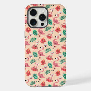 Coque iPhone 15 Pro Max Flamant Rose Été Motif Tropical