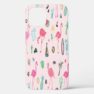 Coque iPhone 12 Flamant rose été : Vibrant Motif d'oiseaux