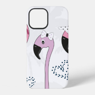 Coque iPhone 12 Flamant rose portant des lunettes de soleil et un