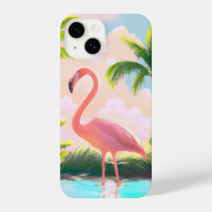 Coque Pour iPhone 14 Flamant rose rose dans le paradis tropical Retro B