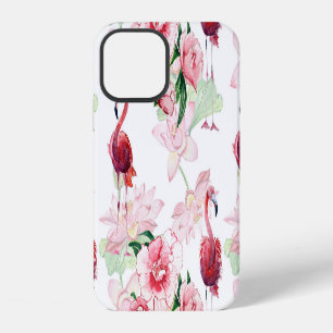 Coque iPhone 12 Flamant rose rose : Élégance Motif sans couture