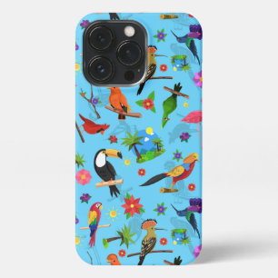 Etui iPhone 13 Pro Flamant rose Toucan Et Arara Motif Oiseaux Sans Me