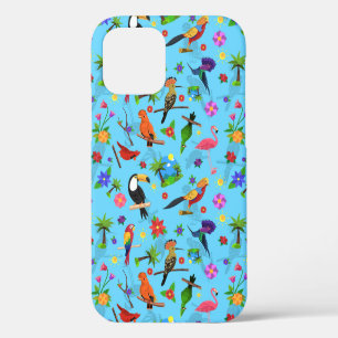 Coque iPhone 12 Flamant rose Toucan Et Arara Motif Oiseaux Sans Me