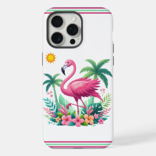Coque iPhone 15 Pro Max Flamant rose tropical/Floride