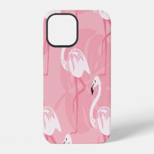 Coque iPhone 12 Flamants roses : illustration vintage sans soudure