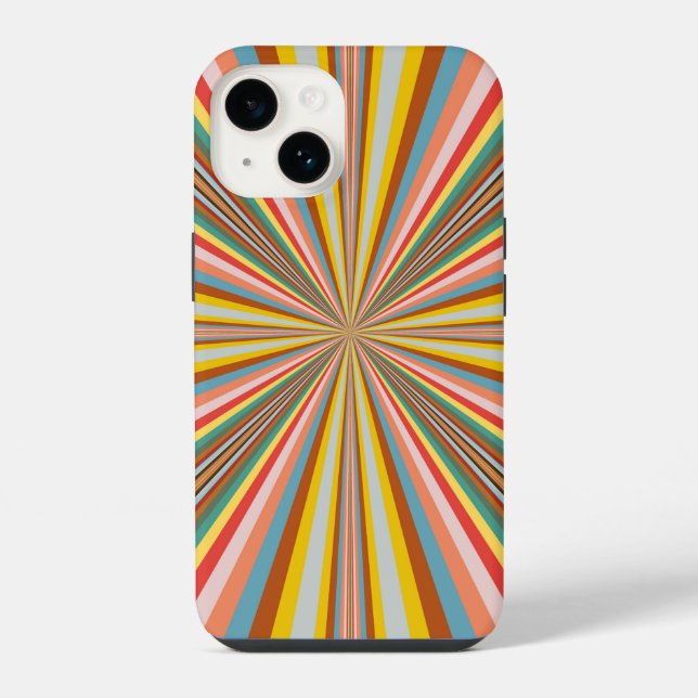 Coque iPhone Flambée Colorée De Rayures Rétro (Verso)