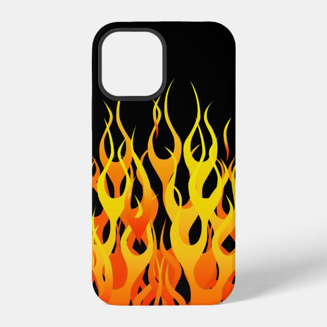 Coque iPhone Flames de course classique sur noir (Verso)