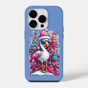 Coque Pour iPhone 14 Plus Flamingo Festivités Chapeau et Lunettes de Noël
