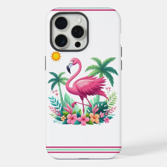 Coque iPhone Flamingo rose tropicale/Floride (Verso)