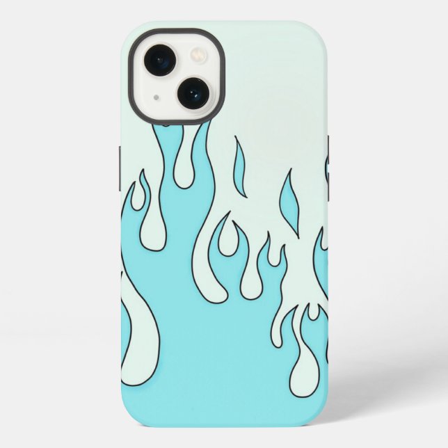Coque iPhone Flamme bleu clair (Verso)