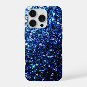 Coque iPhone 15 Pro Flamme de parties scintillant bleu foncé