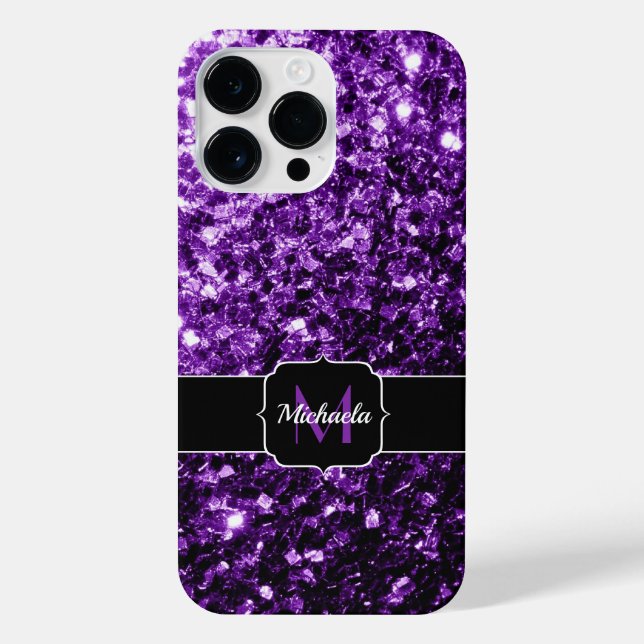 Coque iPhone Flamme de parties scintillant violet foncé scintil (Verso)