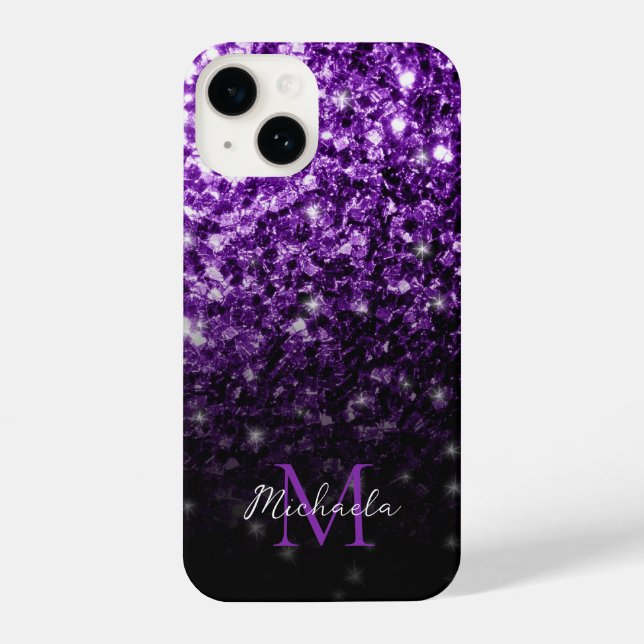 Coque iPhone Flamme de parties scintillant violet foncé scintil (Verso)