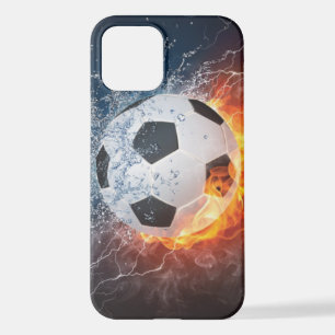 Coque iPhone 12 Flamme Football/Balle de Football Jeu d'oreiller