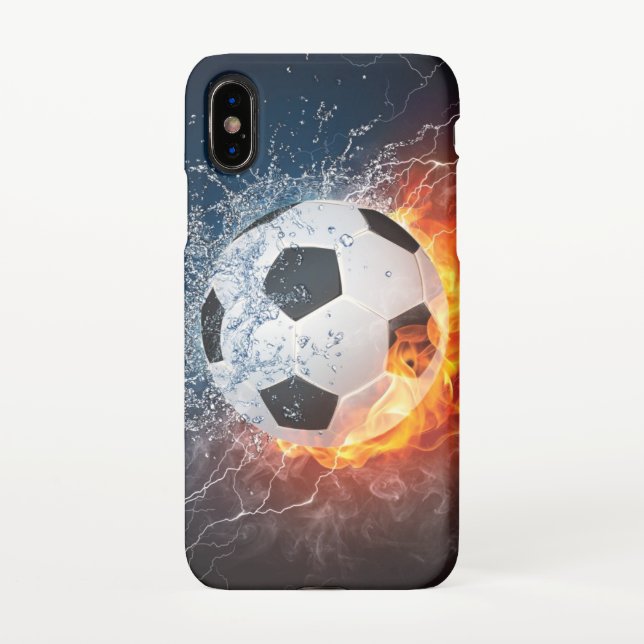 Coque iPhone Flamme Football/Balle de Football Jeu d'oreiller (Dos)