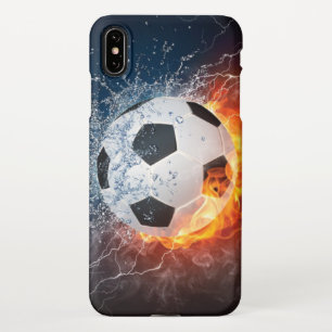 Coque iPhone XS Max Flamme Football/Balle de Football Jeu d'oreiller