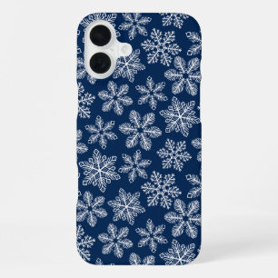 Coque iPhone 16 Plus Flammes de neige sur bleu foncé