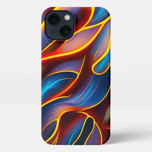 Coque iPhone Flammes rouges bleues Abstraites (Verso)