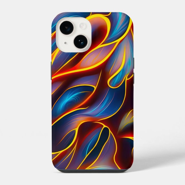 Coque iPhone Flammes rouges bleues Abstraites (Verso)