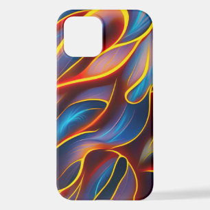 Coque iPhone 12 Flammes rouges bleues Abstraites