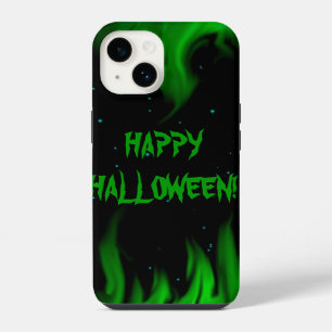 Coque Pour iPhone 14 Flammes Vertes dans le Ciel Étoilé
